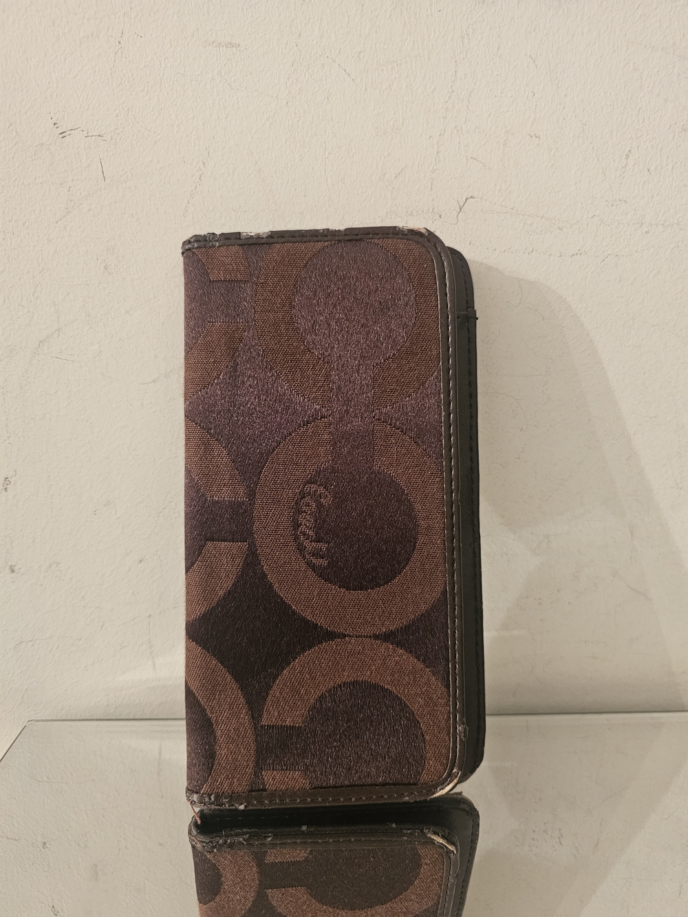 Coach Signature Brown Checkbook Case